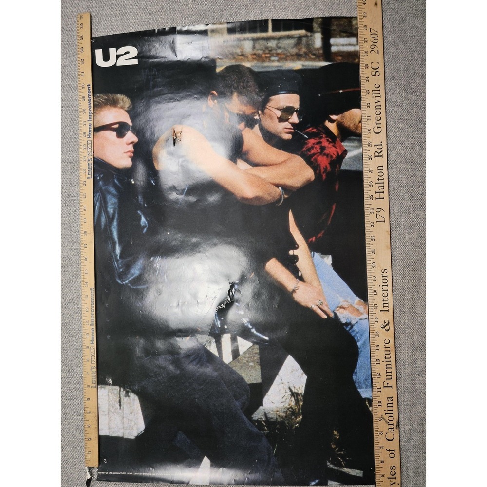 Vintage 1988 U2 Band Rock Poster Brockum Original Wall Art Printed USA 1980s